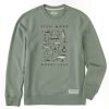 Men Life is Good Sweatshirts & Hoodies | Men'S Fish More Worry Less Hooks And Tackle Simply True Fleece Crew Moss Green