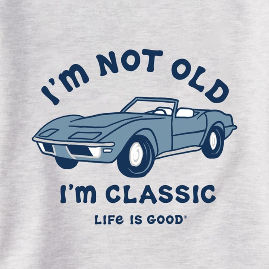 Men Life is Good Sweatshirts & Hoodies | Men'S I'M Not Old Sports Car Simply True Fleece Crew Light Heather Gray