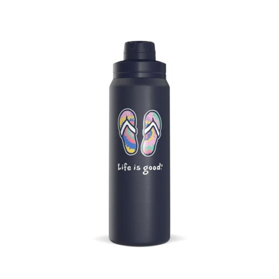 Home Hydrapeak Stainless Drinkware | Vintage Tie Dye Flip Flops 26Oz Stainless Steel Water Bottle Darkest Blue