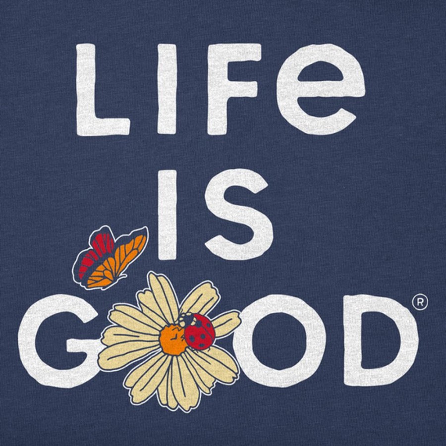 Women Life is Good Sweatshirts & Hoodies | Women'S Branded Stacked Lig W Daisy Simply True Fleece Crew Darkest Blue