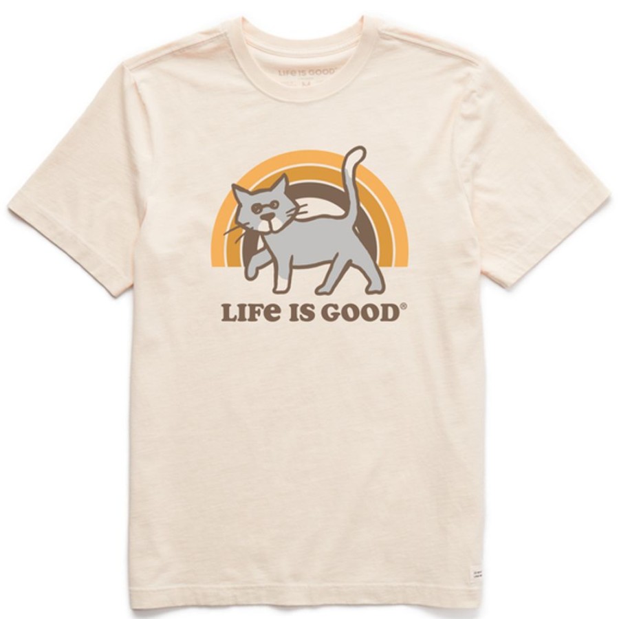 Men Life is Good Graphic Tees | Men'S Vintage Rainbow Al Crusher Tee Putty White