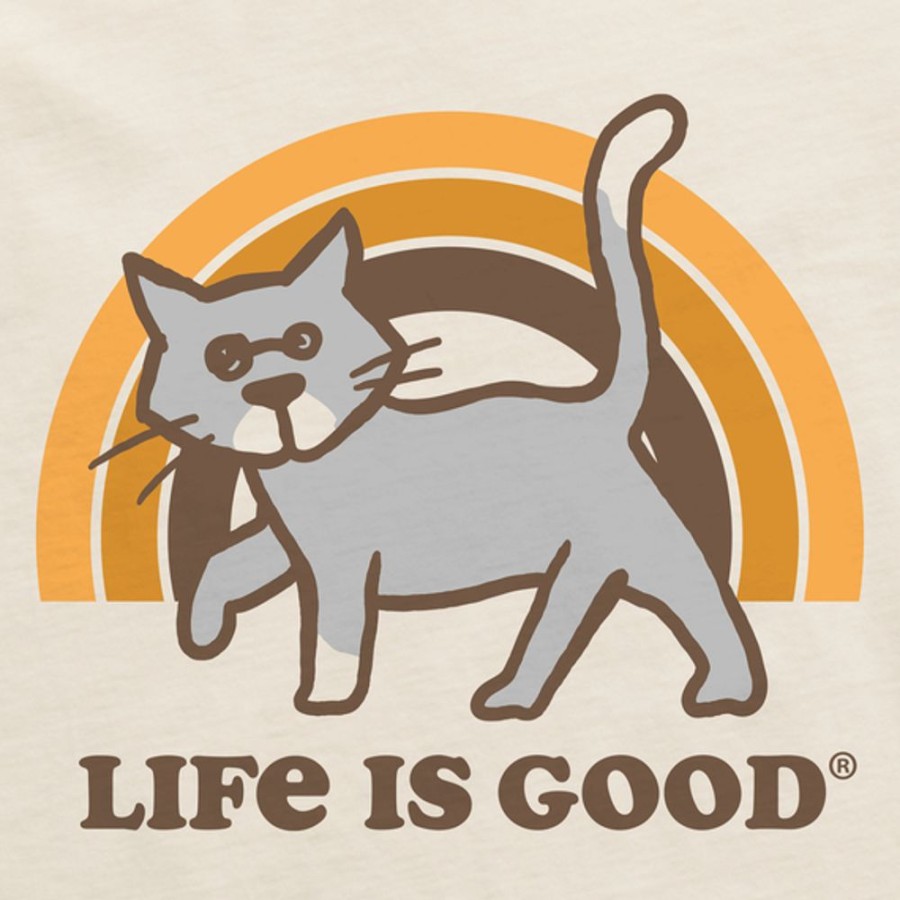 Men Life is Good Graphic Tees | Men'S Vintage Rainbow Al Crusher Tee Putty White