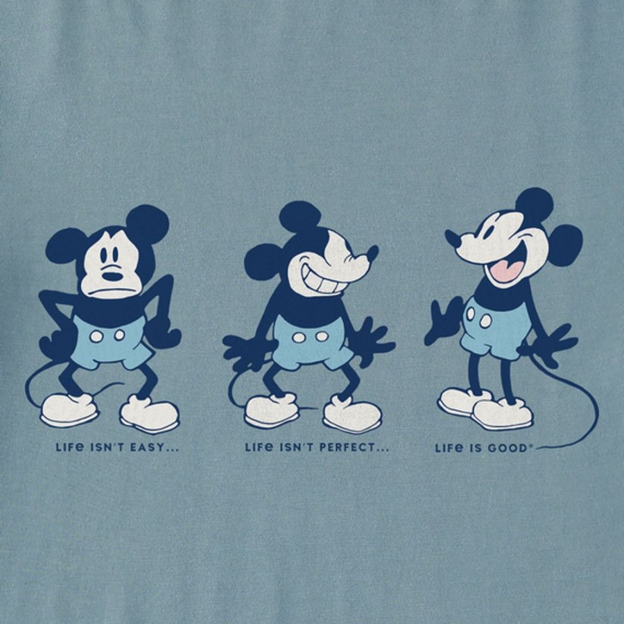 Men Life is Good Sweatshirts & Hoodies | Men'S Clean Steamboat Willie Life Isn'T Easy Simply True Fleece Hoodie Smoky Blue