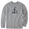 Men Life is Good Graphic Tees | Men'S Snowy Adirondack Bernese Long Sleeve Crusher Tee Heather Gray