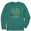 Men Life is Good Graphic Tees | Men'S Hiking Through The Woods Long Sleeve Tee Spruce Green