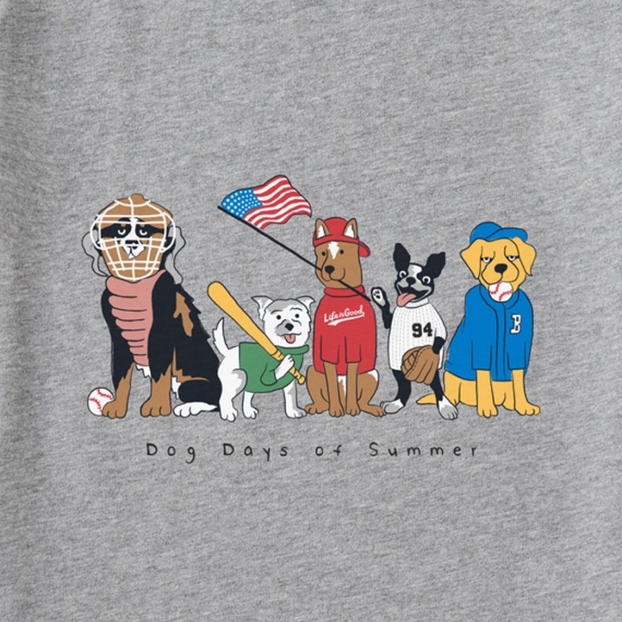 Kids Life is Good Graphic Tees | Kids Dog Days Of Summer Baseball Crusher Tee Heather Gray