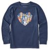 Kids Life is Good Graphic Tees | Kids Heart Of Dogs Long Sleeve Crusher Tee Darkest Blue