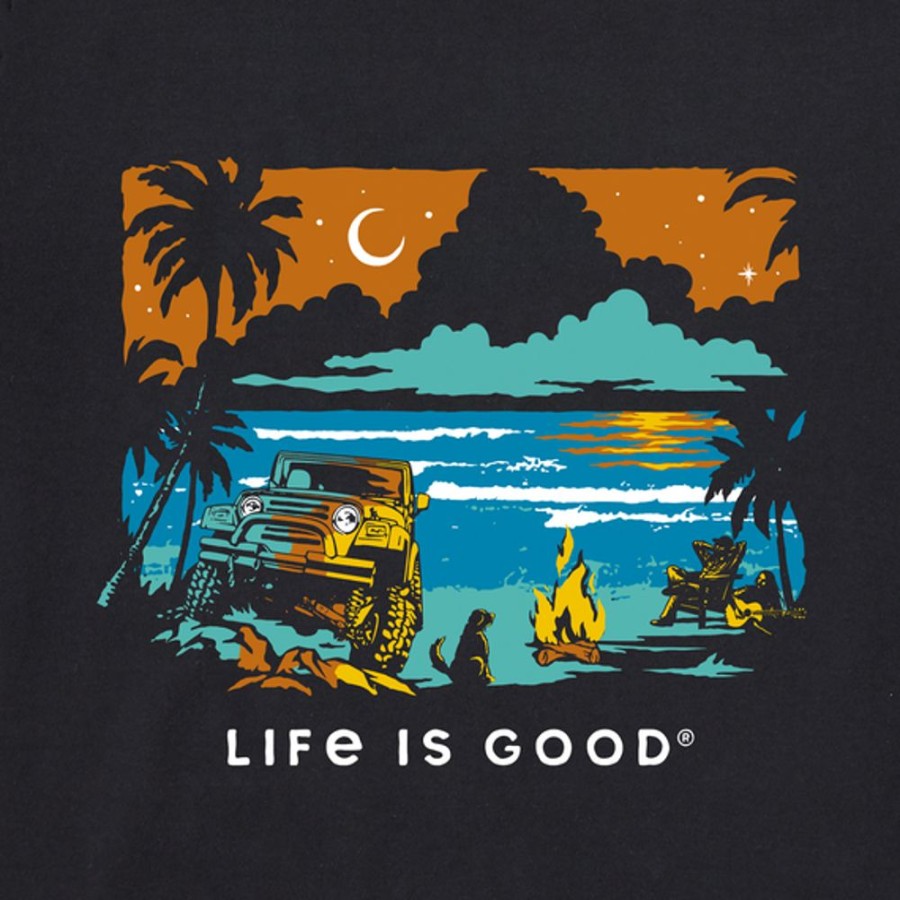 Men Life is Good Graphic Tees | Men'S Shadow Beachy Atv Camp Short Sleeve Tee Jet Black