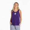 Women Life is Good Graphic Tees | Women'S Daisy Heart Mini Textured Slub Tank Deep Purple