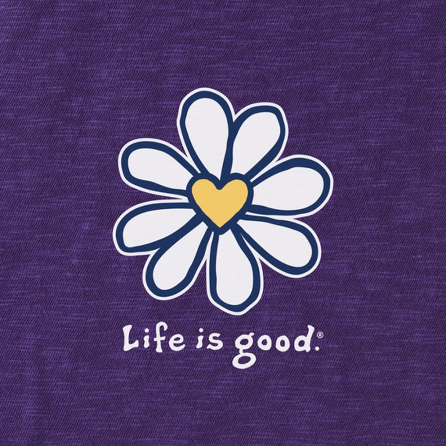 Women Life is Good Graphic Tees | Women'S Daisy Heart Mini Textured Slub Tank Deep Purple