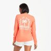 Women Life is Good Graphic Tees | Women'S Keep It Simple Palm Long Sleeve Crusher Tee Mango Orange