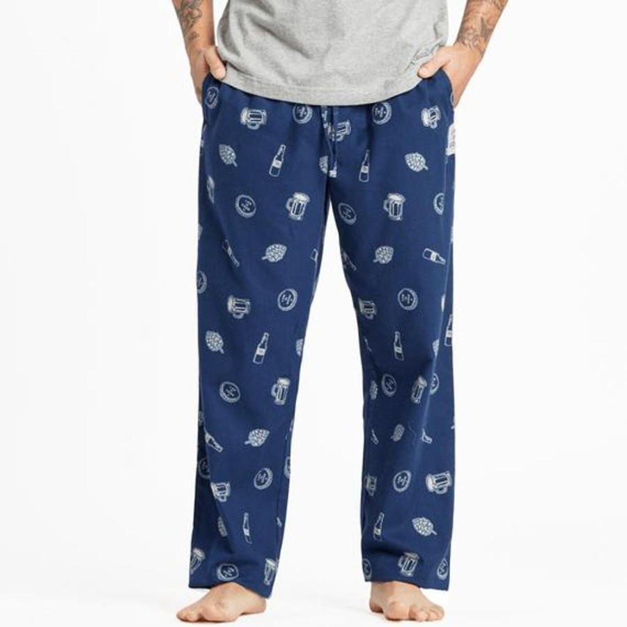 Men Life is Good Lounge & Sleepwear | Men'S Ipa Beer Pattern Classic Sleep Pant Darkest Blue