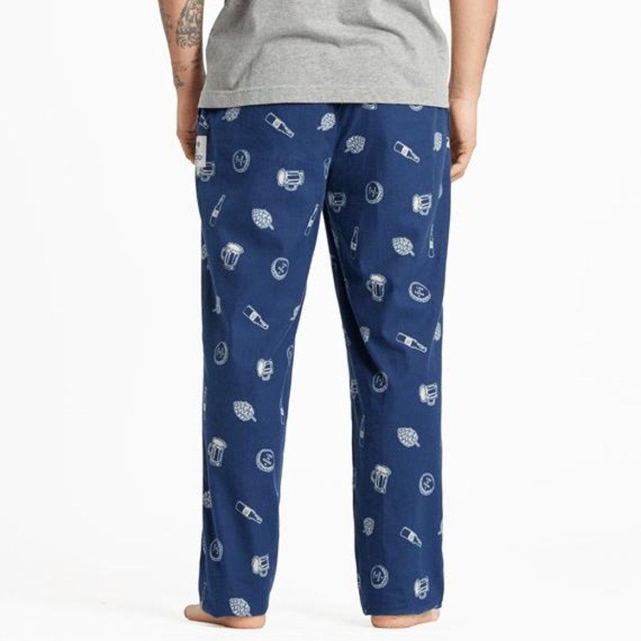 Men Life is Good Lounge & Sleepwear | Men'S Ipa Beer Pattern Classic Sleep Pant Darkest Blue