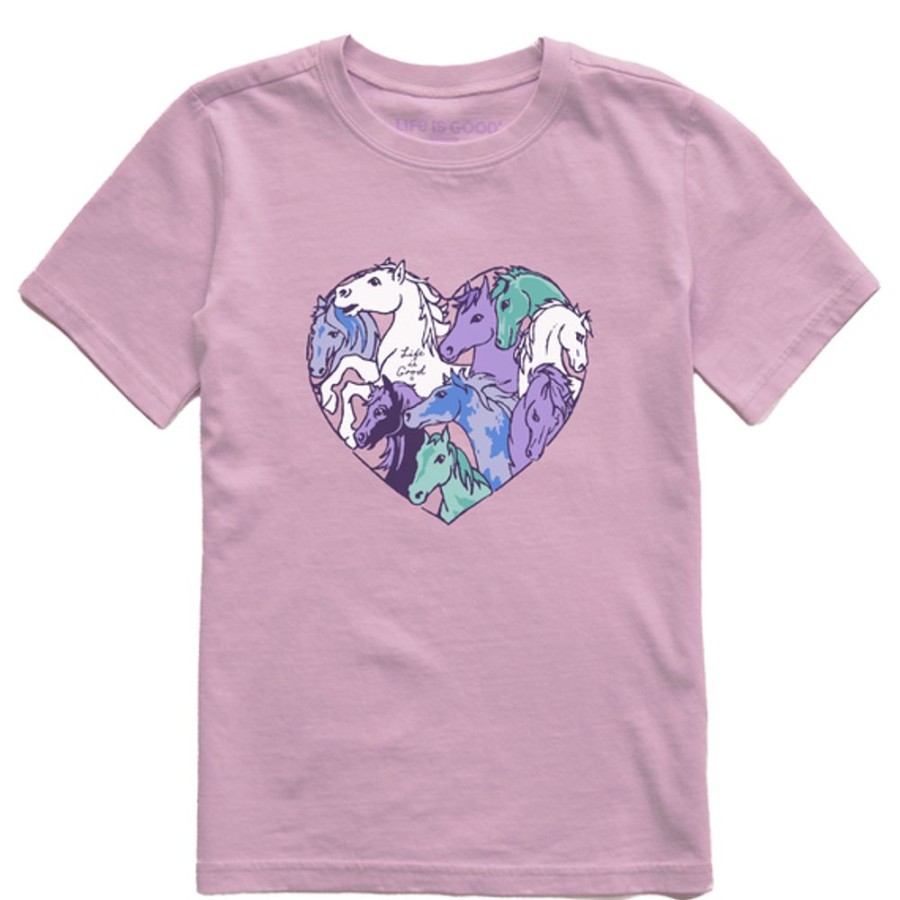 Kids Life is Good Graphic Tees | Kids Fineline Horses Heart Crusher Tee Violet Purple