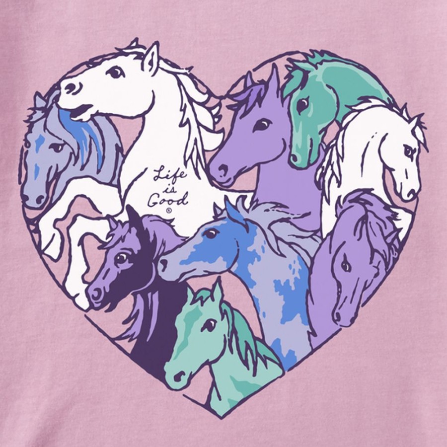 Kids Life is Good Graphic Tees | Kids Fineline Horses Heart Crusher Tee Violet Purple