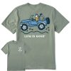 Men Life is Good Graphic Tees | Men'S Jake Offroad Atv Short Sleeve Tee Moss Green