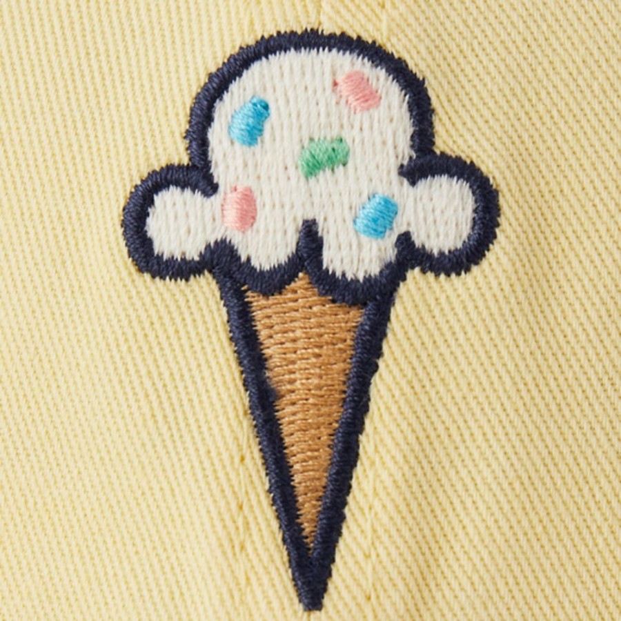 Kids Life is Good Hats | Kids Chill Ice Cream Cone Kids Chill Cap Sandy Yellow