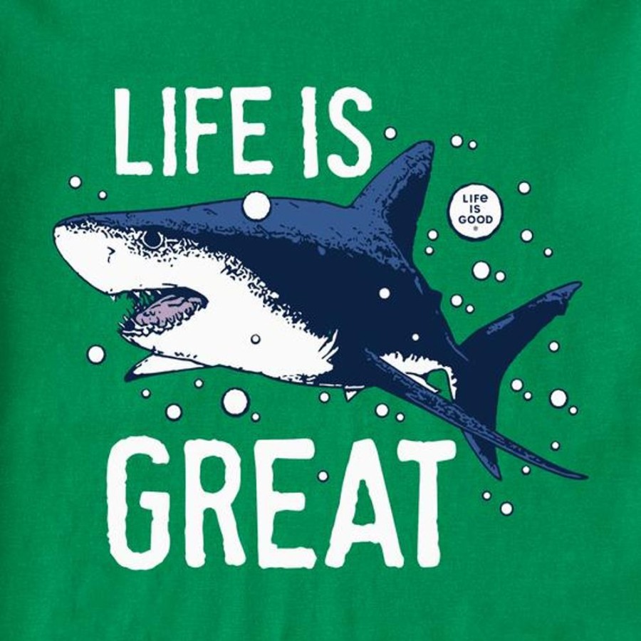 Kids Life is Good | Toddler Life Is Great Shark Crusher Tee Kelly Green