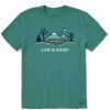 Men Life is Good Graphic Tees | Men'S Log Bridge Hike Crusher Tee Spruce Green