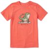 Kids Life is Good Graphic Tees | Kids Quirky Namaste Frog Crusher Tee Mango Orange