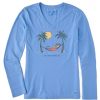 Women Life is Good Graphic Tees | Women'S Winnie Hammock Let It Snow Somewhere Else Long Sleeve Crusher Vee Cornflower Blue