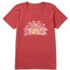 Women Life is Good Graphic Tees | Women'S Watercolor Daisy Crusher Vee Faded Red