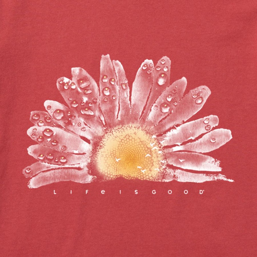 Women Life is Good Graphic Tees | Women'S Watercolor Daisy Crusher Vee Faded Red