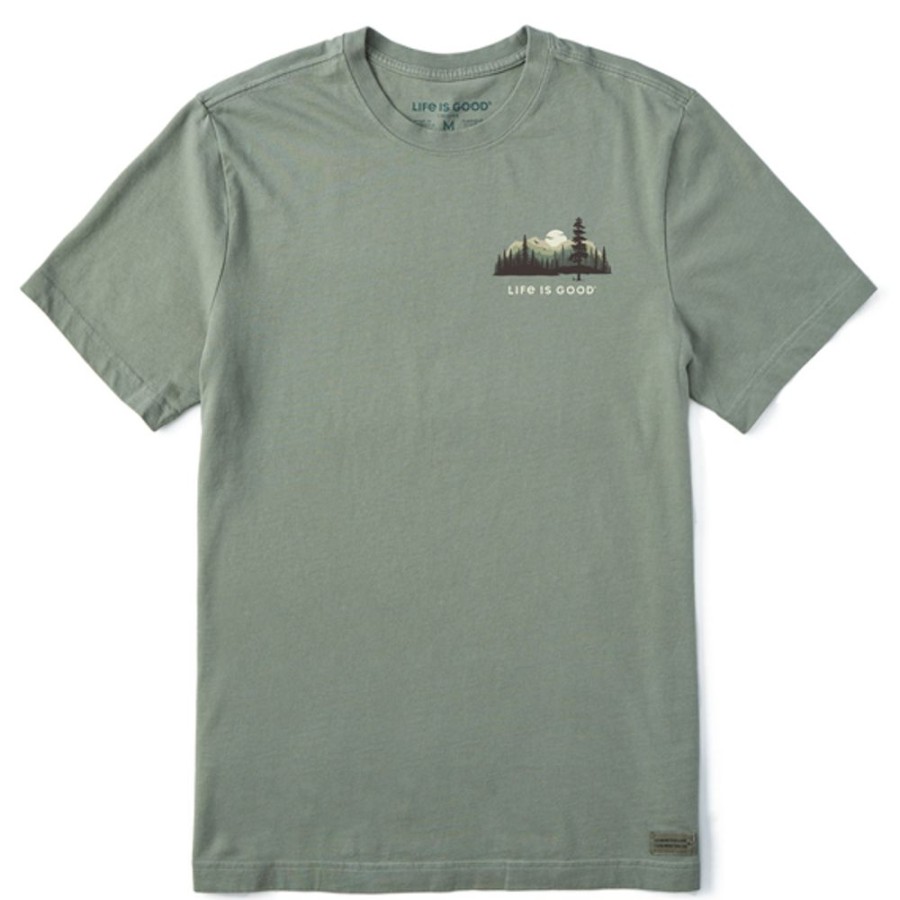 Men Life is Good Graphic Tees | Men'S Evergreen Silhouette Crusher Tee Moss Green