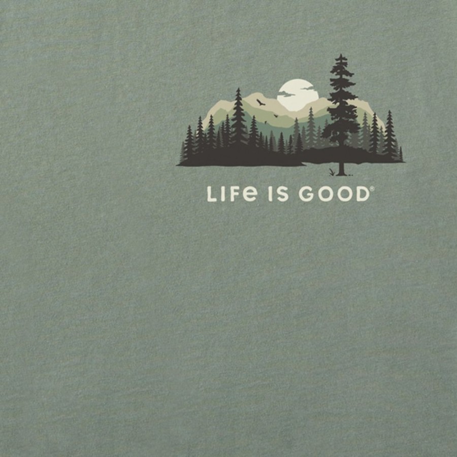 Men Life is Good Graphic Tees | Men'S Evergreen Silhouette Crusher Tee Moss Green