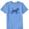 Kids Life is Good Graphic Tees | Kids Patterna Clean Leaves Beagle Puppy Crusher Tee Cornflower Blue