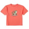 Women Life is Good Boxy Tees | Women'S Quirky Namaste Frog Boxy Crusher Tee Mango Orange