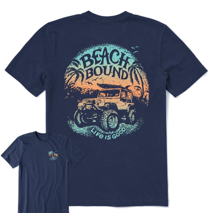 Men Life is Good Graphic Tees | Men'S Beach Bound Atv Short Sleeve Tee Darkest Blue