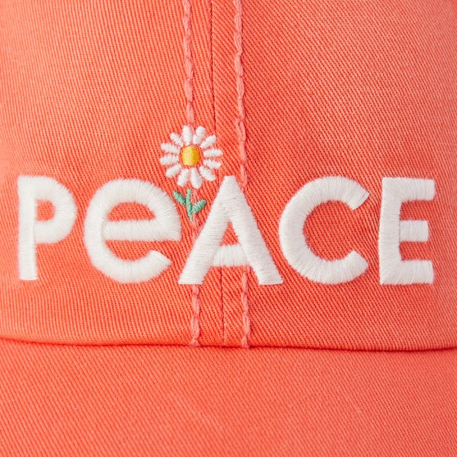 Women Life is Good Hats | Peace Daisies Sunwashed Chill Cap Mango Orange