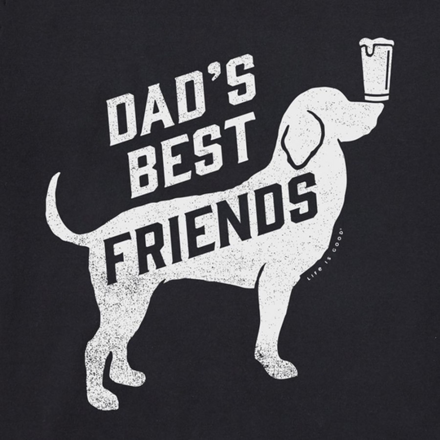 Men Life is Good Graphic Tees | Men'S Dads Best Friends Dog Beer Short Sleeve Tee Jet Black