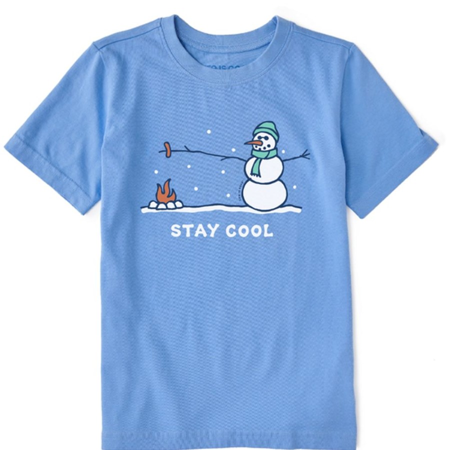 Kids Life is Good Graphic Tees | Kids Vintage Stay Cool Snowman Crusher Tee Cornflower Blue