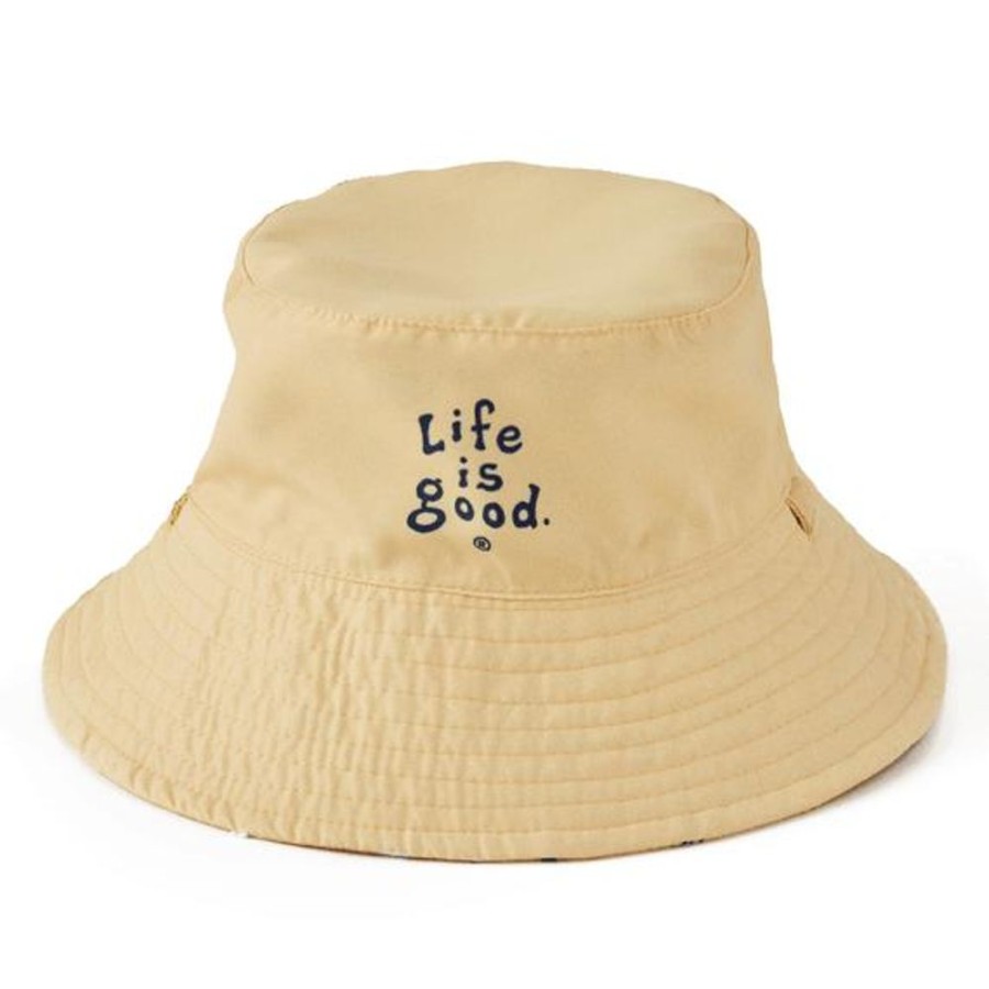 Kids Life is Good Hats | Toddler Snorkel Fish Made In The Shade Bucket Hat Sandy Yellow