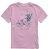 Kids Life is Good Graphic Tees | Kids Quirky Flower Basket Bike Crusher Tee Violet Purple