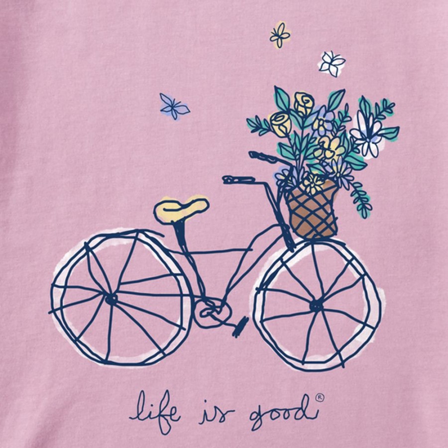 Kids Life is Good Graphic Tees | Kids Quirky Flower Basket Bike Crusher Tee Violet Purple