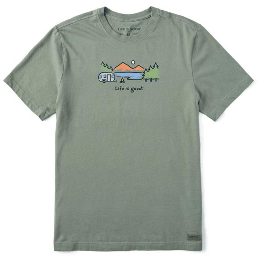 Men Life is Good Graphic Tees | Men'S Airstream Lakeside Crusher Tee Moss Green