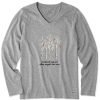 Women Life is Good Graphic Tees | Women'S Cardinals Appear Birch Trees Long Sleeve Crusher Vee Heather Gray