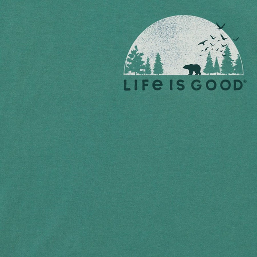 Men Life is Good Graphic Tees | Men'S Bear Forest Landscape Crusher Tee Spruce Green