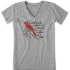 Women Life is Good Graphic Tees | Women'S Cardinals Appear Crusher Vee Heather Gray