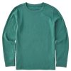 Kids Life is Good Solid Tees | Kids Solid Long Sleeve Crusher Tee Spruce Green