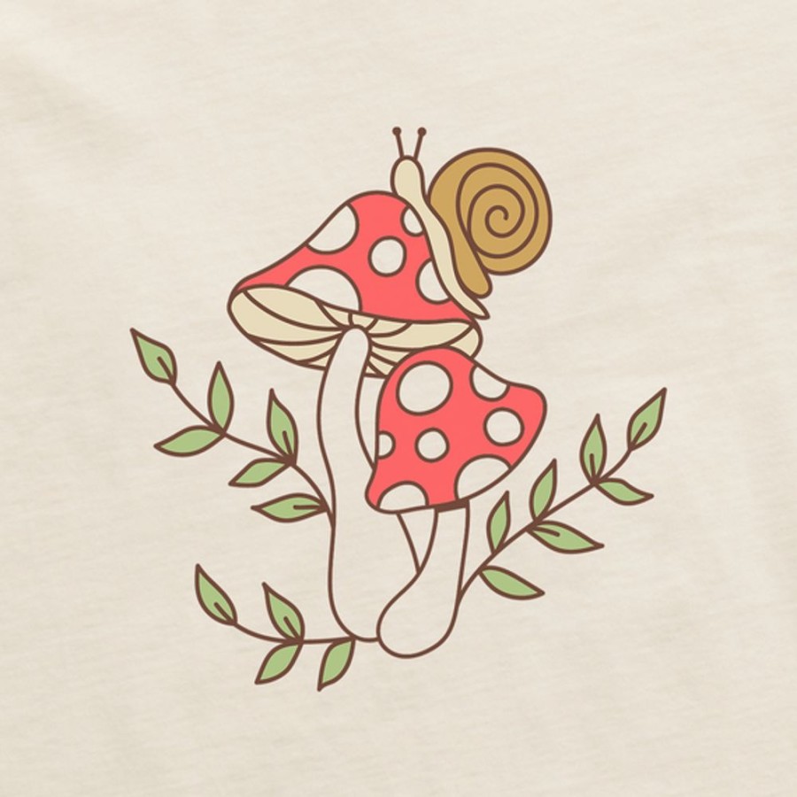 Women Life is Good Boxy Tees | Women'S Groovy Mushrooms & Snail Boxy Crusher Tee Putty White