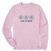 Women Life is Good Graphic Tees | Women'S 3 Daisies Long Sleeve Crusher Tee Seashell Pink