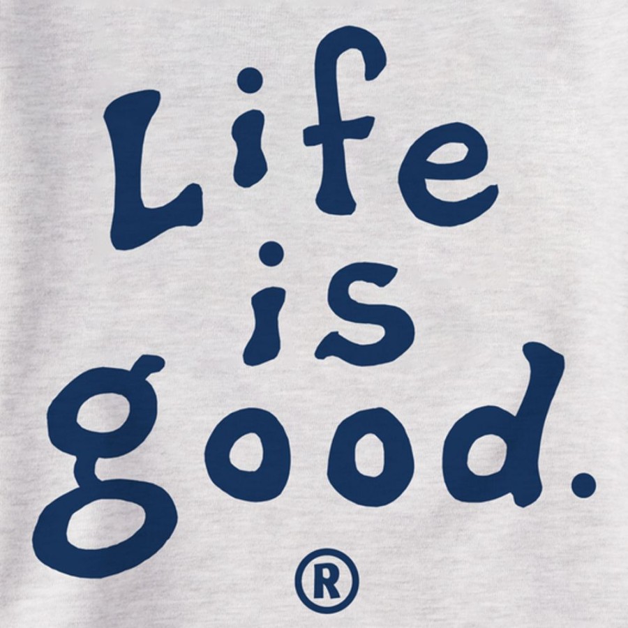 Women Life is Good Sweatshirts & Hoodies | Women'S Lig Vintage Wordmark Stacked Simply True Fleece Crew Light Heather Gray