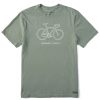 Men Life is Good Graphic Tees | Men'S Renewable Energy Bike Crusher Tee Moss Green