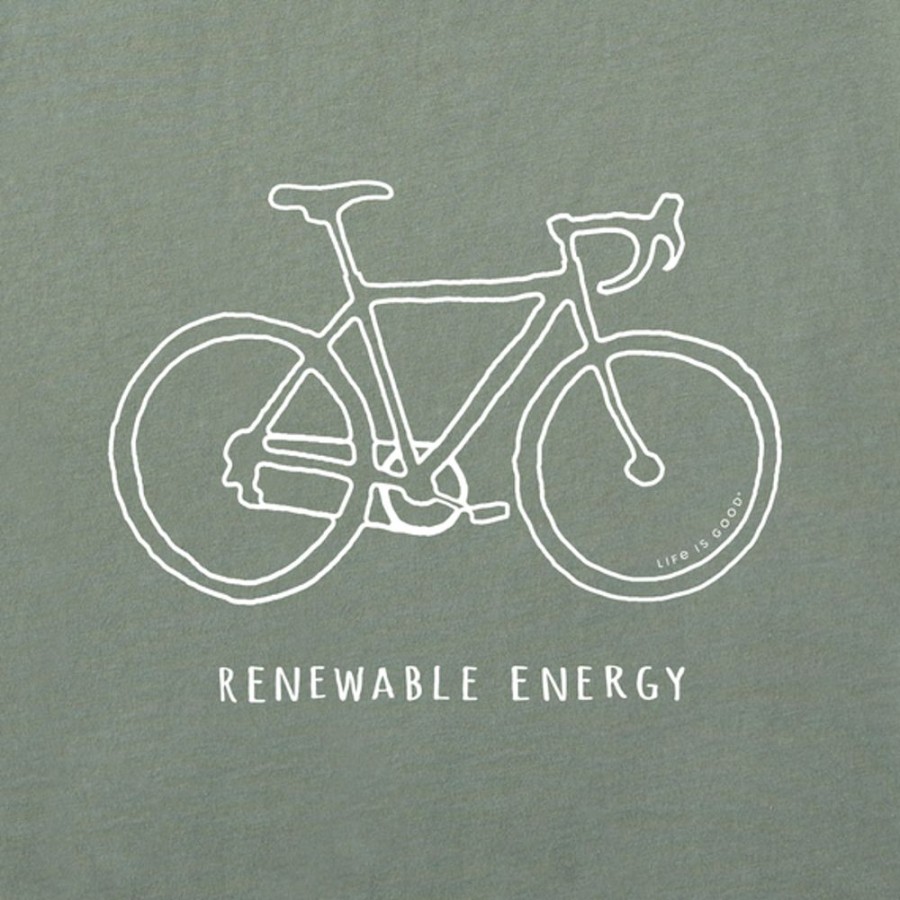 Men Life is Good Graphic Tees | Men'S Renewable Energy Bike Crusher Tee Moss Green