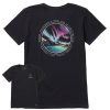 Women Life is Good Graphic Tees | Women'S Fineline Northern Lights Aurora Borealis Short Sleeve Tee Jet Black