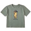 Women Life is Good Graphic Tees | Women'S Storybook Giddy Up Winnie Boxy Crusher Tee Moss Green